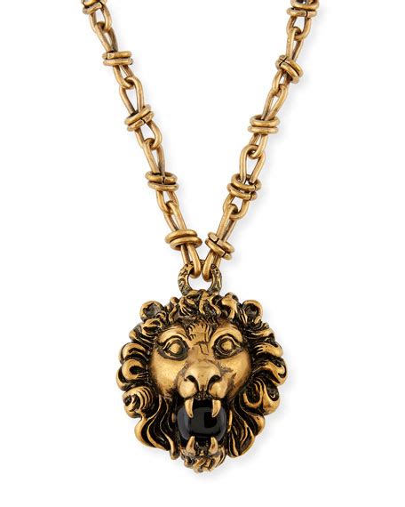 gucci lionhead necklace|gucci crossbody with lion head.